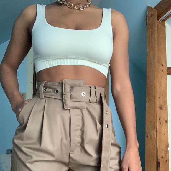 Jingus Pants - Camel Belted Flare Trousers